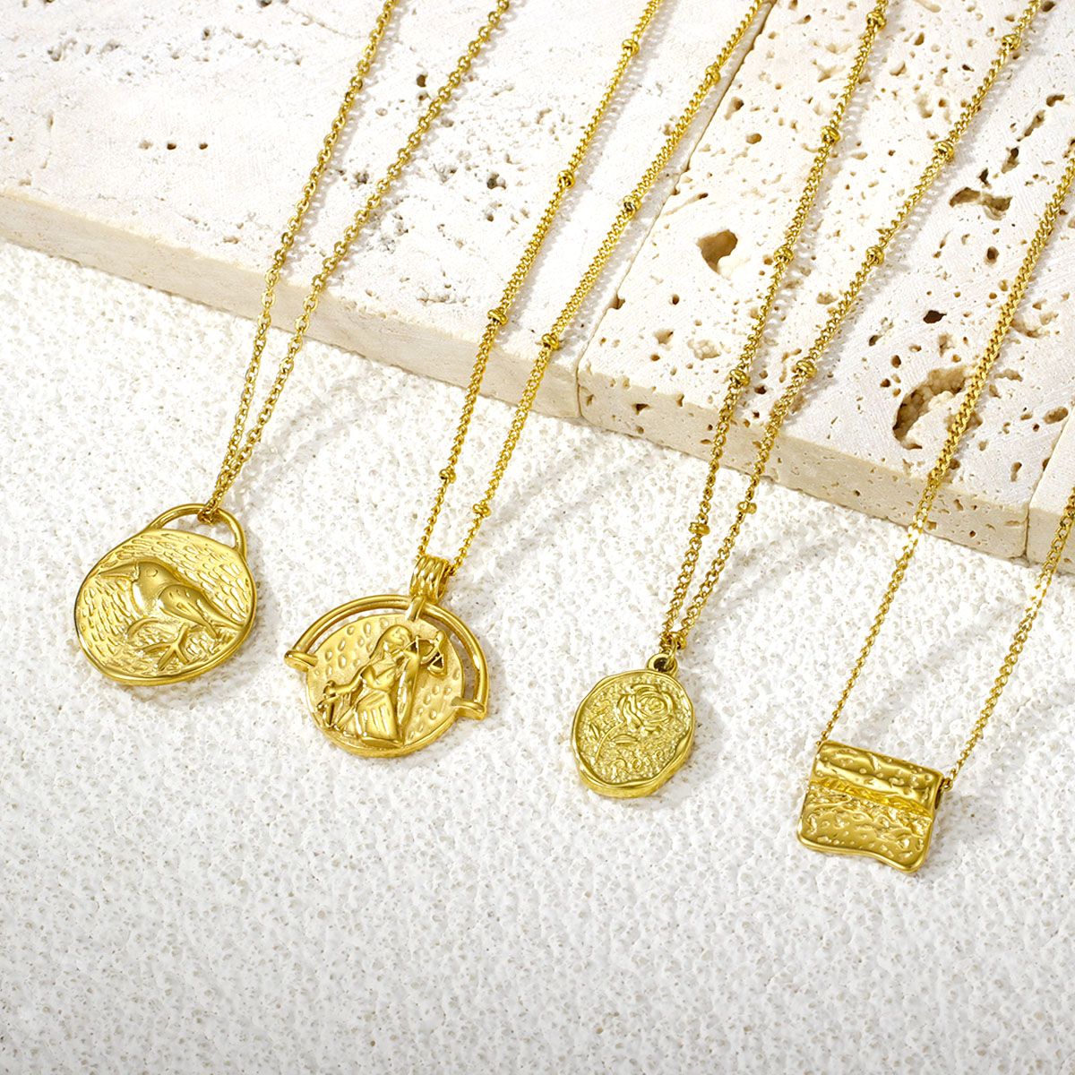 时尚小众纹理几何女士项链吊坠